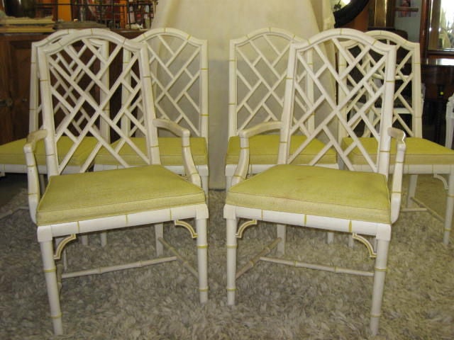 6  Lattice Back Faux Bamboo Dining Chairs 3