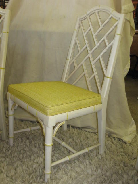 6  Lattice Back Faux Bamboo Dining Chairs 1
