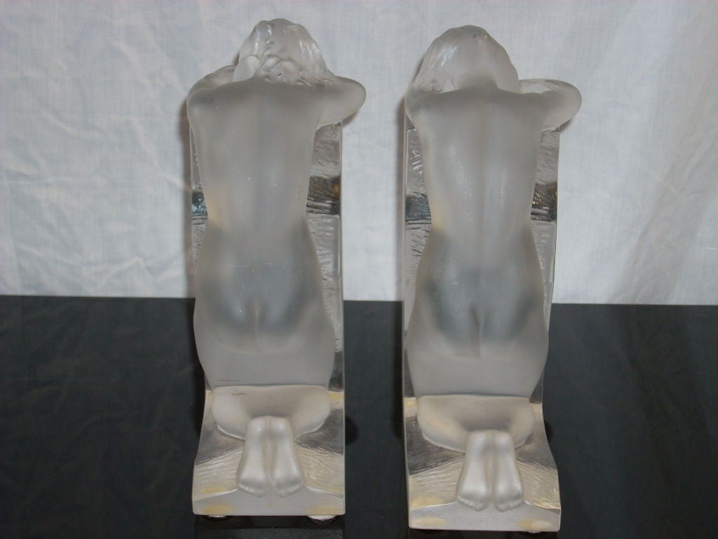 Pair of Lalique Figural Bookends