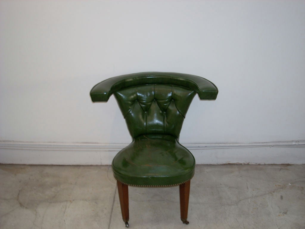 Green leather desk chair 2