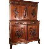 1900's Meiji Period Carved Cabinet