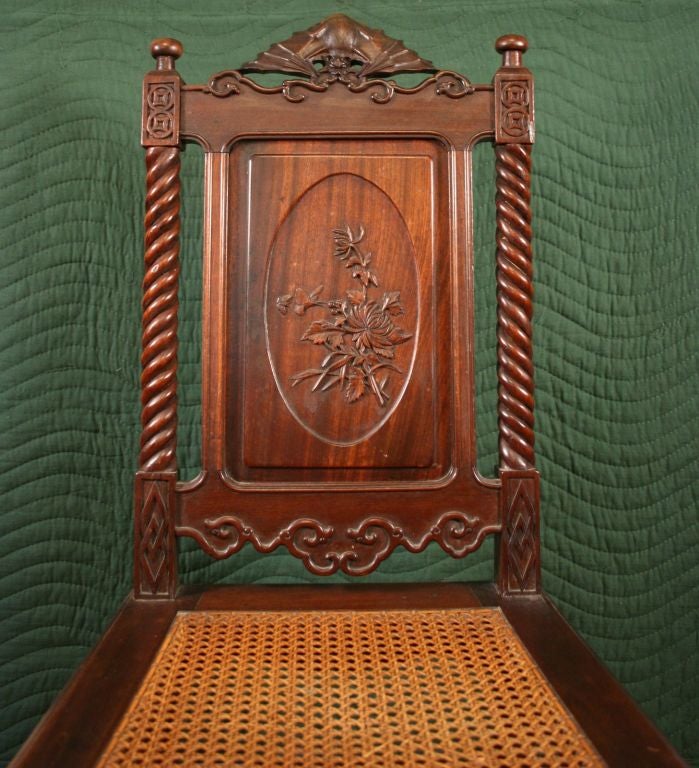 Hand Carved Rosewood Dining Table with Six Chairs