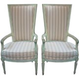 Pair of striped side chairs