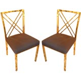 Vintage Brass Side Chairs/Set 4