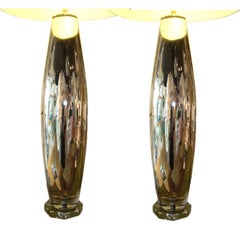 Pair of Magnificent Gold Glass Lamps