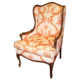 Vintage  Orange Chinese Print Arm Chair