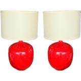 Pair of Ripe Red Cherry Lamps