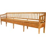 Antique A long Swedish painted bench from a castle c10ft long