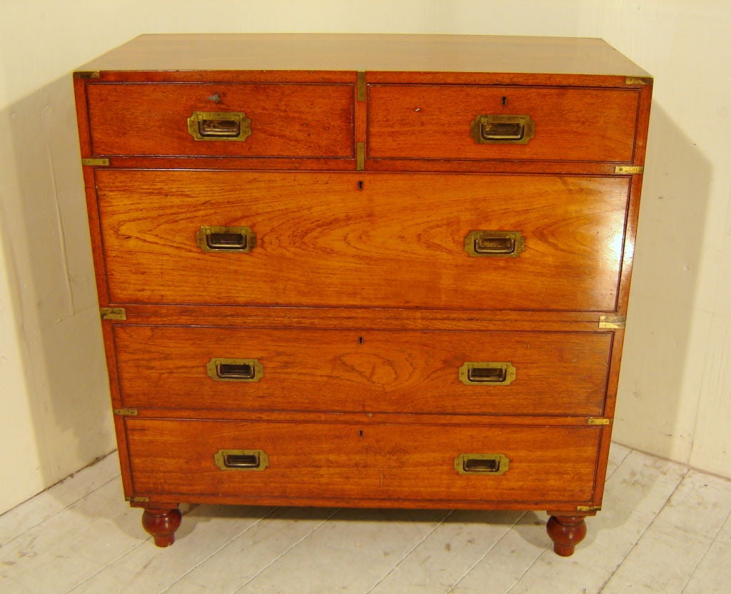 British A Teak English Military Campaign chest by Army and Navy, London