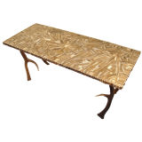 A Swedish Antler coffee table with antler horn parquetry top.