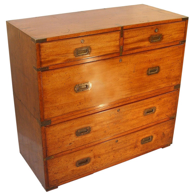 An English Military Campaign chest on chest c1850 For Sale
