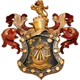 A carved  lime and hardwood English coat of arms c1780.