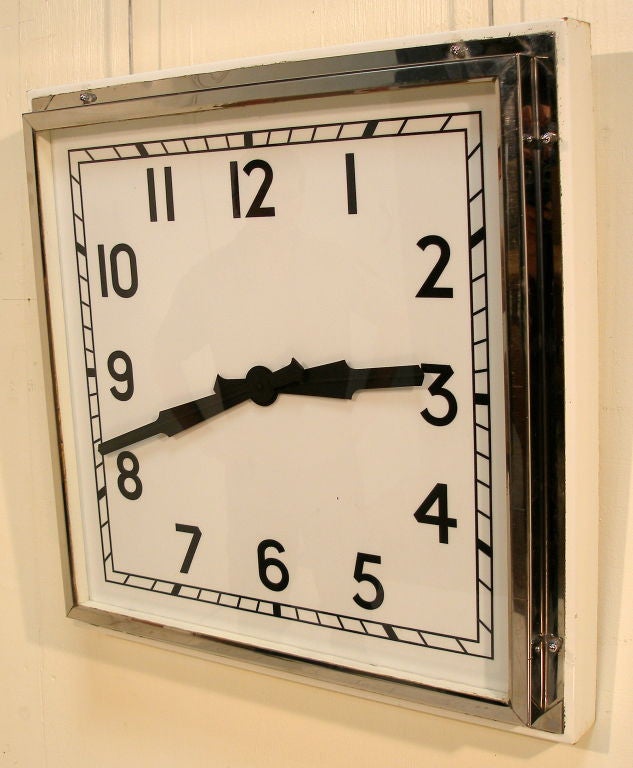 Art Deco Chrome and glass face clock c1930