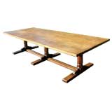 A 10ft Arts and Crafts  Oak refectory table c1910