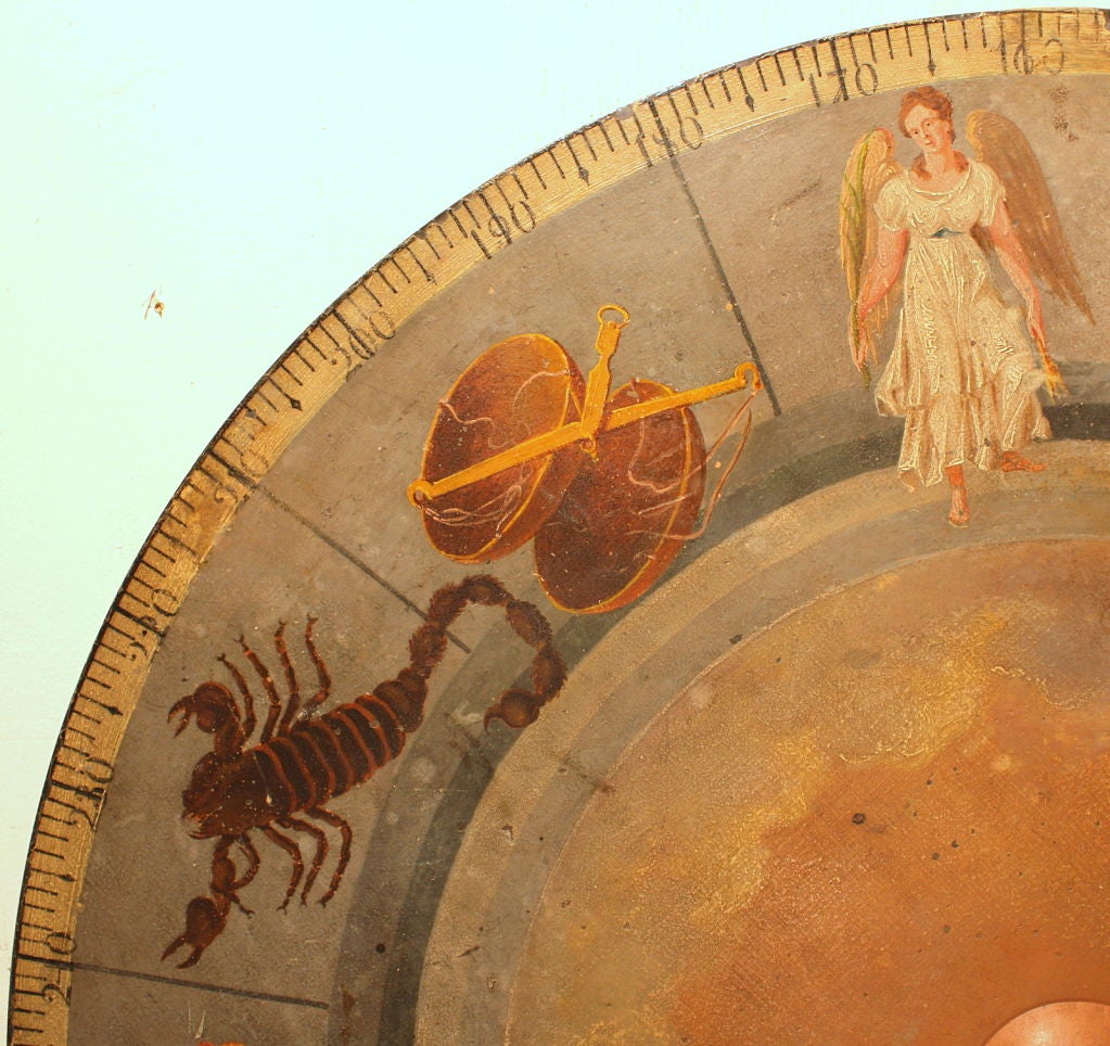 An 18th Century Zodiac clock face 2ft 6ins across