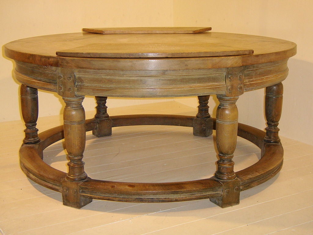 Oak An Edwin Lutyens round kitchen worktable or centre table