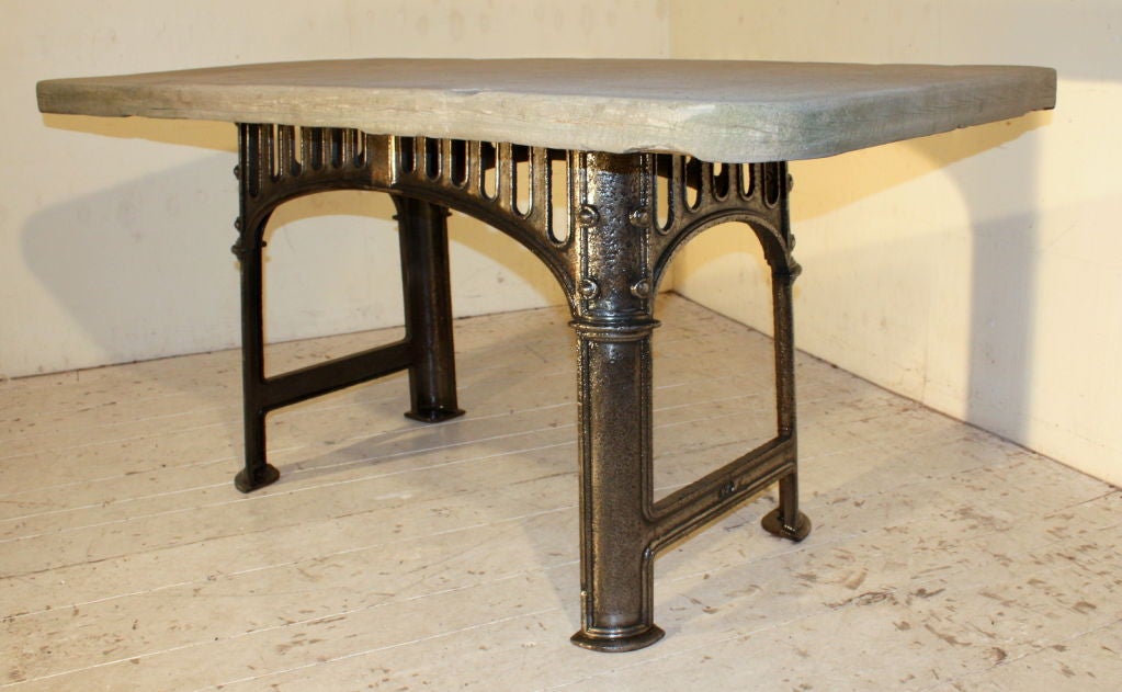 A Victorian machine table base with period stone top