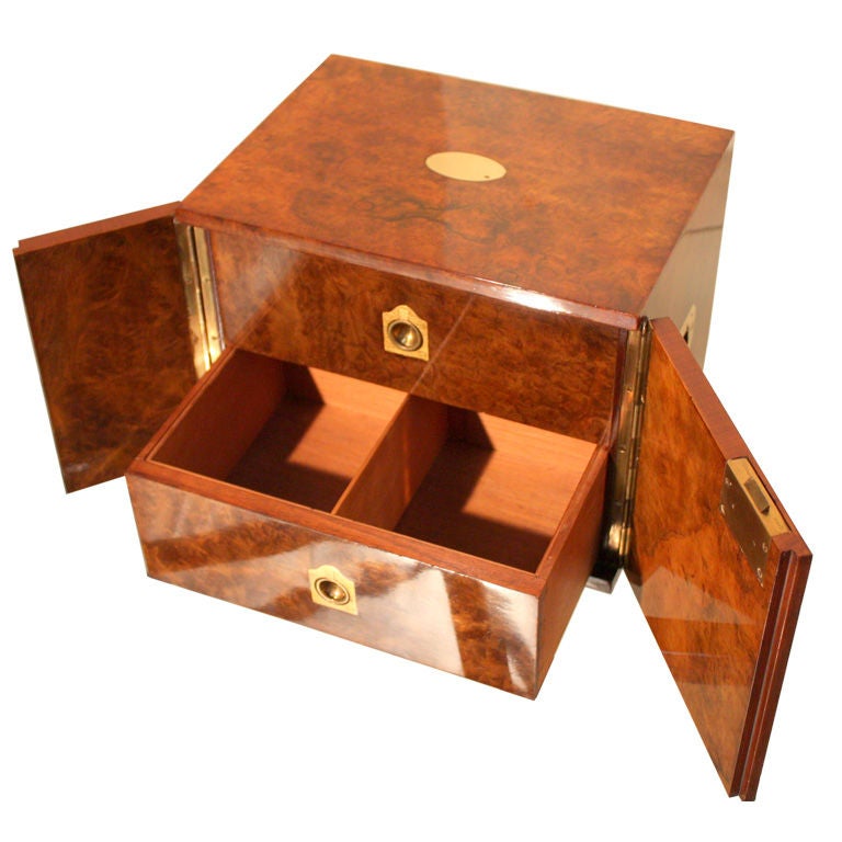 A Victorian Walnut Cigar Humidor c1880