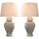 Pair of Colossal Porcelain Ginger Jar Lamps
