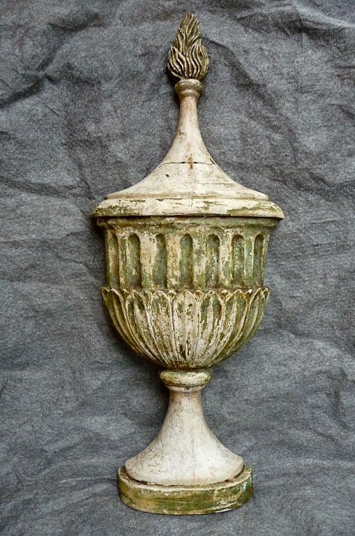 Pair  Large Plaster Urn  Wall Relief Sculptures