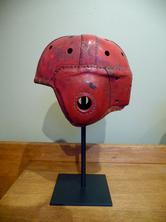 Whimsical Set of 5 Vintage Leather Childrens Football Helmets 6