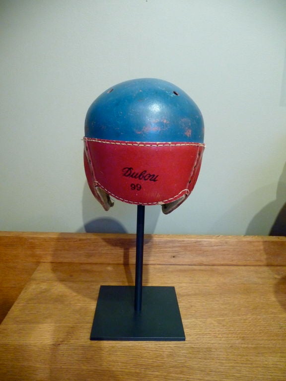 Whimsical Set of 5 Vintage Leather Childrens Football Helmets 3
