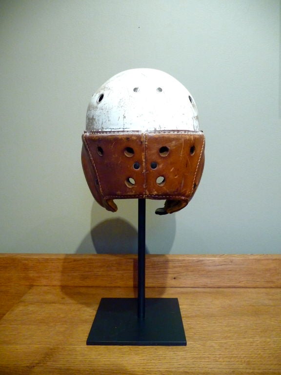 Whimsical Set of 5 Vintage Leather Childrens Football Helmets 4