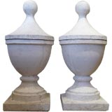 Pair Large White Plaster Urns With Removable Lids