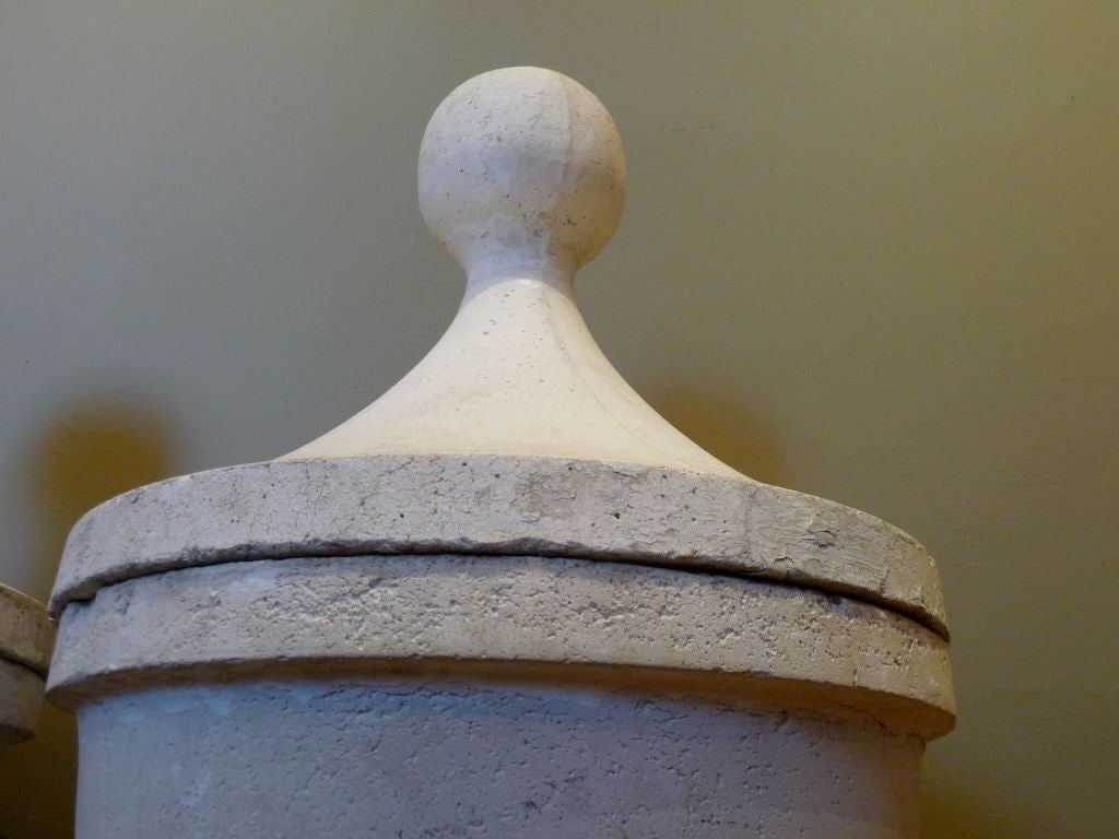 Wonderful Huge Plaster Urns with Removable Lids. Drainage Holes Inside.