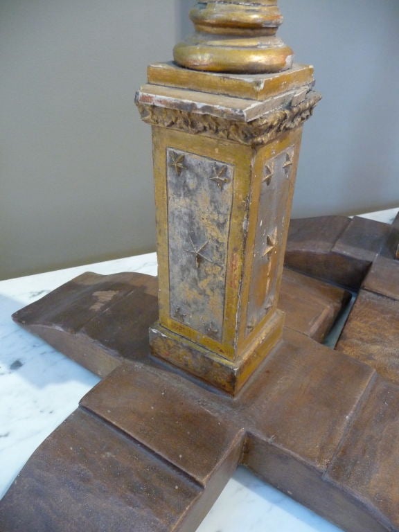 Extraordinary  Tall Italian Parcel Gilt Column Candlesticks