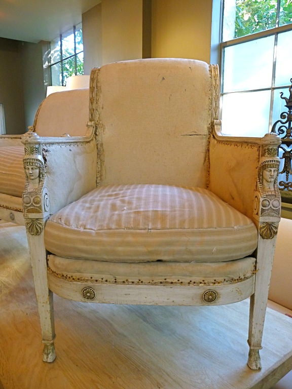 Egyptian Revival Chair and Settee