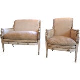 Egyptian Revival Chair and Settee
