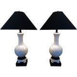 Pair Large  Asian Inspired Vase Lamps
