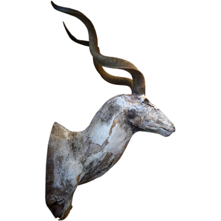 Stunning Papier Mache Kudu Trophy With Natural Horns For Sale