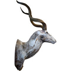 Stunning Papier Mache Kudu Trophy With Natural Horns