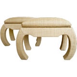 Pair Of Raffia Upholstered Tabourets