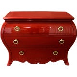 Awesome Grande Bombe' Commode In Red Lacquer