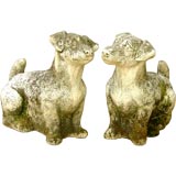 Vintage Pair of Reconstituted Stone Jack Russell Garden Ornaments
