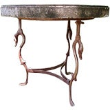 Antique French Swan Base Garden Table