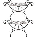 Vintage Pair Neoclassical Iron Tabourets