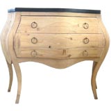 Unusual Unfinished Pine Bombe' Chest with Granite Top
