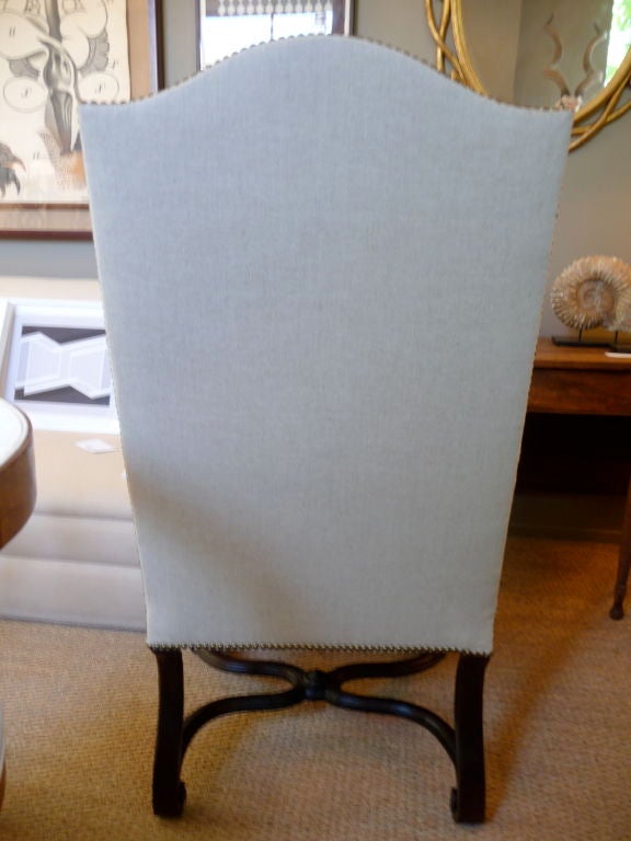 20th Century High Backed Fauteuil In Natural Linen