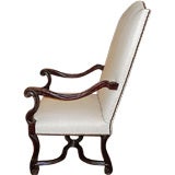 High Backed Fauteuil In Natural Linen