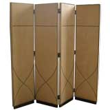 Tall Suede Folding Screen With Decorative Nailhead Trim