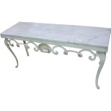Charming Marble Topped Console with Ribbon and Shell Motif