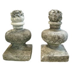 Large 19th C Italian Flame Finials