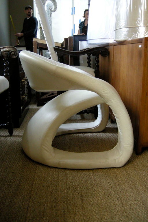 White Leather Ribbon Chair