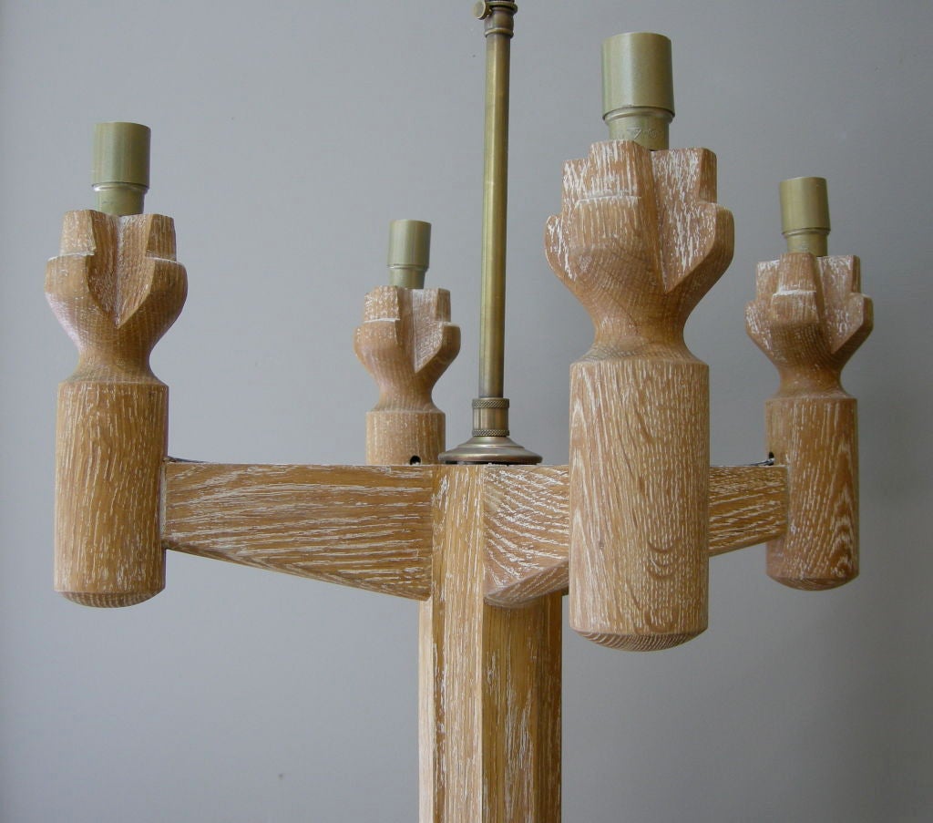 Cerused Oak Floor Lamp by Guillerme et Chambron