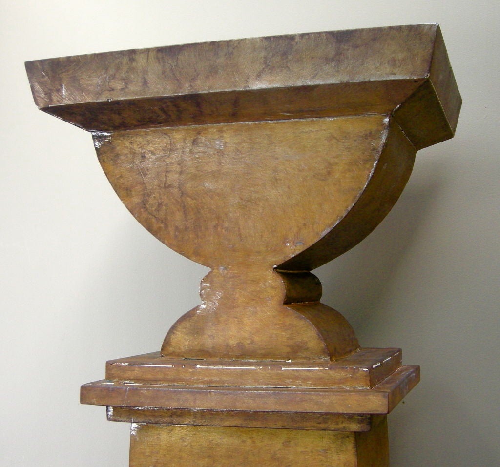 Unique Architectural  Metal Urn on Column All of a Piece