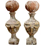 Pair of wood and composition finials